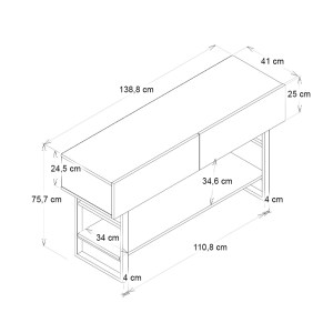 meg-GP042-0228,3-5 ΚΟΝΣΟΛΑ ARON MEGAPAP ΧΡΩΜΑ ΜΑΥΡΟ ΕΦΕ ΜΑΡΜΑΡΟΥ 138,8X41X75,7ΕΚ.