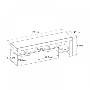 meg-GP042-0242,2-6 ΕΠΙΠΛΟ ΤΗΛΕΟΡΑΣΗΣ ACNES MEGAPAP ΧΡΩΜΑ ΜΑΥΡΟ - ΚΑΡΥΔΙ 160X40X53ΕΚ.