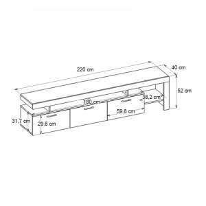 meg-GP042-0243,3-5 ΕΠΙΠΛΟ ΤΗΛΕΟΡΑΣΗΣ ACNES MEGAPAP ΧΡΩΜΑ ΛΕΥΚΟ - SAPPHIRE OAK 220X40X52ΕΚ.