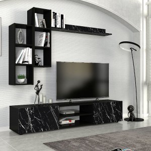 meg-GP042-0246,1-0 ΣΥΝΘΕΣΗ ΤΗΛΕΟΡΑΣΗΣ DUANA MEGAPAP ΧΡΩΜΑ ΜΑΥΡΟ ΕΦΕ ΜΑΡΜΑΡΟΥ - ΜΑΥΡΟ 180X38X35,7ΕΚ.