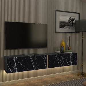 meg-GP042-0248,1-0 ΕΠΙΠΛΟ ΤΗΛΕΟΡΑΣΗΣ ΕΠΙΤΟΙΧΙΟ FIGURE MEGAPAP ΜΕ LED ΧΡΩΜΑ ΜΑΥΡΟ ΕΦΕ ΜΑΡΜΑΡΟΥ 181,8X31,7X30ΕΚ.