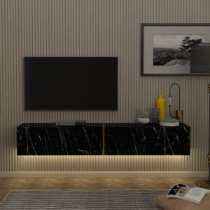 meg-GP042-0248,1-2 ΕΠΙΠΛΟ ΤΗΛΕΟΡΑΣΗΣ ΕΠΙΤΟΙΧΙΟ FIGURE MEGAPAP ΜΕ LED ΧΡΩΜΑ ΜΑΥΡΟ ΕΦΕ ΜΑΡΜΑΡΟΥ 181,8X31,7X30ΕΚ.