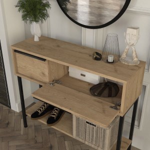 meg-GP042-0261,1-2 ΚΟΝΣΟΛΑ ΜΕ ΚΑΘΡΕΠΤΗ SUZY MEGAPAP ΧΡΩΜΑ SEPET OAK 90X29,6X76ΕΚ.