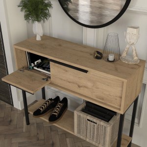 meg-GP042-0261,1-3 ΚΟΝΣΟΛΑ ΜΕ ΚΑΘΡΕΠΤΗ SUZY MEGAPAP ΧΡΩΜΑ SEPET OAK 90X29,6X76ΕΚ.