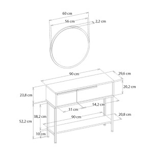 meg-GP042-0261,1-7 ΚΟΝΣΟΛΑ ΜΕ ΚΑΘΡΕΠΤΗ SUZY MEGAPAP ΧΡΩΜΑ SEPET OAK 90X29,6X76ΕΚ.