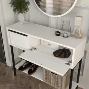 meg-GP042-0261,2-2 ΚΟΝΣΟΛΑ ΜΕ ΚΑΘΡΕΠΤΗ SUZY MEGAPAP ΧΡΩΜΑ ΛΕΥΚΟ 90X29,6X76ΕΚ.