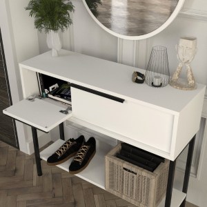 meg-GP042-0261,2-3 ΚΟΝΣΟΛΑ ΜΕ ΚΑΘΡΕΠΤΗ SUZY MEGAPAP ΧΡΩΜΑ ΛΕΥΚΟ 90X29,6X76ΕΚ.