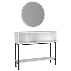 meg-GP042-0261,2-6 ΚΟΝΣΟΛΑ ΜΕ ΚΑΘΡΕΠΤΗ SUZY MEGAPAP ΧΡΩΜΑ ΛΕΥΚΟ 90X29,6X76ΕΚ.