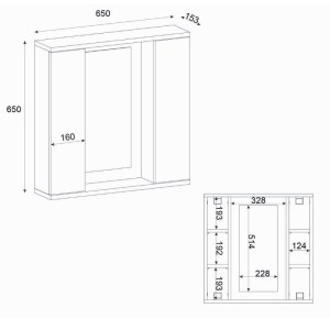 meg-GP042-0271,1-7 ΚΑΘΡΕΠΤΗΣ ΜΠΑΝΙΟΥ SURRA ΜEGAPAP ΧΡΩΜΑ ΛΕΥΚΟ 65X15,3X65ΕΚ.