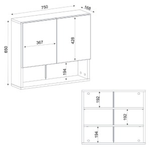 meg-GP042-0280,1-5 ΚΑΘΡΕΠΤΗΣ ΜΠΑΝΙΟΥ TRAMA ΜEGAPAP ΧΡΩΜΑ ΛΕΥΚΟ 75X16,8X65ΕΚ.