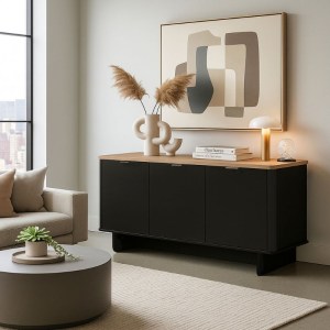 meg-GP042-0281,2-5 ΜΠΟΥΦΕΣ BOHEMA MEGAPAP ΧΡΩΜΑ ΜΑΥΡΟ - SEPET OAK 180X47X76,6ΕΚ.