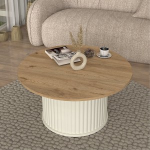 meg-GP042-0282,1-0 ΤΡΑΠΕΖΑΚΙ ΣΑΛΟΝΙΟΥ BOHEMA MEGAPAP ΧΡΩΜΑ IVORY - SEPET OAK Ø85X43,2ΕΚ.