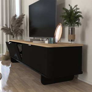meg-GP042-0283,2-3 ΕΠΙΠΛΟ ΤΗΛΕΟΡΑΣΗΣ BOHEMA MEGAPAP ΧΡΩΜΑ ΜΑΥΡΟ - SEPET OAK 180X47X45,6ΕΚ.