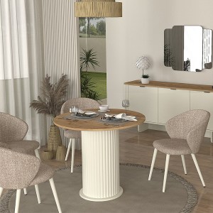 meg-GP042-0285,1-2 ΤΡΑΠΕΖΙ BOHEMA MEGAPAP ΧΡΩΜΑ IVORY - SEPET OAK Ø90X77,7ΕΚ.