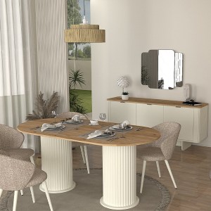 meg-GP042-0286,1-3 ΤΡΑΠΕΖΙ BOHEMA MEGAPAP ΧΡΩΜΑ IVORY - SEPET OAK 180X90X77,7ΕΚ.