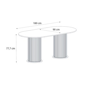 meg-GP042-0286,1-6 ΤΡΑΠΕΖΙ BOHEMA MEGAPAP ΧΡΩΜΑ IVORY - SEPET OAK 180X90X77,7ΕΚ.