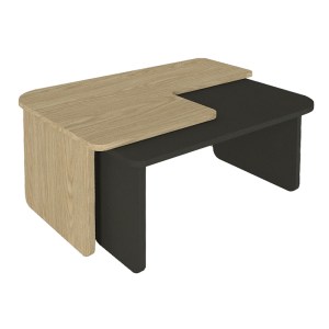 meg-GP042-0295,1-5 ΤΡΑΠΕΖΑΚΙ ΣΑΛΟΝΙΟΥ ΣΕΤ 2ΤΜΧ LAVA MEGAPAP ΧΡΩΜΑ ROTA OAK - ΑΝΘΡΑΚΙ 75X48,5X35,6ΕΚ.