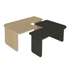 meg-GP042-0295,1-6 ΤΡΑΠΕΖΑΚΙ ΣΑΛΟΝΙΟΥ ΣΕΤ 2ΤΜΧ LAVA MEGAPAP ΧΡΩΜΑ ROTA OAK - ΑΝΘΡΑΚΙ 75X48,5X35,6ΕΚ.