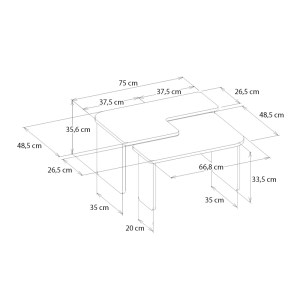meg-GP042-0295,1-8 ΤΡΑΠΕΖΑΚΙ ΣΑΛΟΝΙΟΥ ΣΕΤ 2ΤΜΧ LAVA MEGAPAP ΧΡΩΜΑ ROTA OAK - ΑΝΘΡΑΚΙ 75X48,5X35,6ΕΚ.