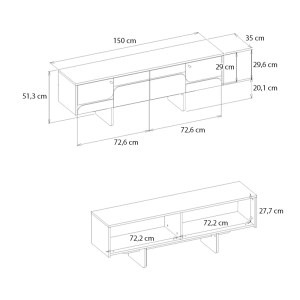 meg-GP042-0296,1-7 ΕΠΙΠΛΟ ΤΗΛΕΟΡΑΣΗΣ LAVA MEGAPAP ΧΡΩΜΑ ROTA OAK - ΑΝΘΡΑΚΙ 150X35X51,3ΕΚ.