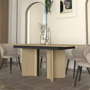 meg-GP042-0297,1-2 ΤΡΑΠΕΖΙ LAVA MEGAPAP ΧΡΩΜΑ ROTA OAK - ΑΝΘΡΑΚΙ 180X90X76,8ΕΚ.