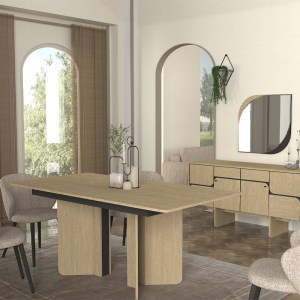 meg-GP042-0297,1-3 ΤΡΑΠΕΖΙ LAVA MEGAPAP ΧΡΩΜΑ ROTA OAK - ΑΝΘΡΑΚΙ 180X90X76,8ΕΚ.