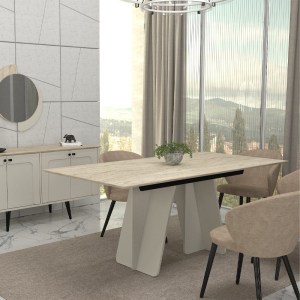 meg-GP042-0302,1-4 ΤΡΑΠΕΖΙ SEVILLA MEGAPAP ΧΡΩΜΑ SANDSTONE - TRAVERTINE 180X90X75ΕΚ.