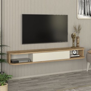 meg-GP042-0306,1-2 ΕΠΙΠΛΟ ΤΗΛΕΟΡΑΣΗΣ ΕΠΙΤΟΙΧΙΟ CROSS MEGAPAP ΜΕ LED ΧΡΩΜΑ SEPET OAK - SANDSTONE 150X29,6X19,2ΕΚ.