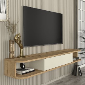 meg-GP042-0306,1-3 ΕΠΙΠΛΟ ΤΗΛΕΟΡΑΣΗΣ ΕΠΙΤΟΙΧΙΟ CROSS MEGAPAP ΜΕ LED ΧΡΩΜΑ SEPET OAK - SANDSTONE 150X29,6X19,2ΕΚ.