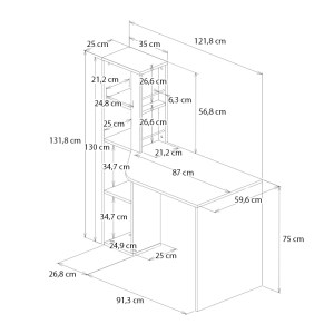 meg-GP042-0313,1-6 ΓΡΑΦΕΙΟ ΕΡΓΑΣΙΑΣ GEMINI MEGAPAP ΧΡΩΜΑ ΑΝΘΡΑΚΙ - ΛΕΥΚΟ 121,8X59,6X131,8ΕΚ.
