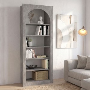 meg-GP042-0314,3-0 ΒΙΒΛΙΟΘΗΚΗ VOILA MEGAPAP ΧΡΩΜΑ ΓΚΡΙ ΣΚΥΡΟΔΕΜΑΤΟΣ 74X35X180ΕΚ.