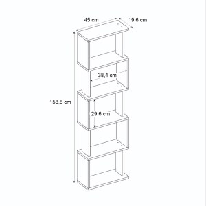 meg-GP042-0330,2-4 ΒΙΒΛΙΟΘΗΚΗ ALVINA MEGAPAP ΧΡΩΜΑ ΜΑΥΡΟ 45X19,6X158,8ΕΚ.