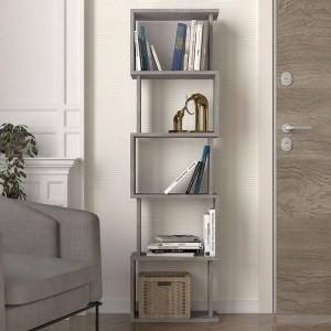 meg-GP042-0330,6-1 ΒΙΒΛΙΟΘΗΚΗ ALVINA MEGAPAP ΧΡΩΜΑ ΓΚΡΙ ΣΚΥΡΟΔΕΜΑΤΟΣ 45X19,6X158,8ΕΚ.