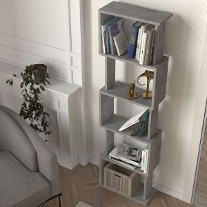 meg-GP042-0330,6-2 ΒΙΒΛΙΟΘΗΚΗ ALVINA MEGAPAP ΧΡΩΜΑ ΓΚΡΙ ΣΚΥΡΟΔΕΜΑΤΟΣ 45X19,6X158,8ΕΚ.