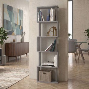 meg-GP042-0330,6-4 ΒΙΒΛΙΟΘΗΚΗ ALVINA MEGAPAP ΧΡΩΜΑ ΓΚΡΙ ΣΚΥΡΟΔΕΜΑΤΟΣ 45X19,6X158,8ΕΚ.