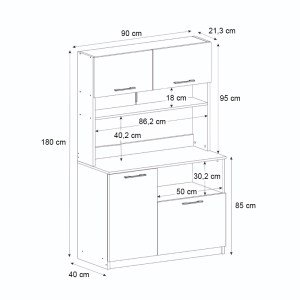 meg-GP042-0333,2-8 ΕΠΙΠΛΟ ΚΟΥΖΙΝΑΣ TUCO 2 MEGAPAP ΧΡΩΜΑ SAPPHIRE OAK 90X40X180ΕΚ.