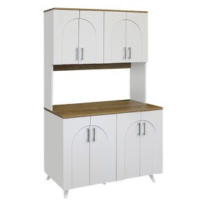 meg-GP042-0336,1-4 ΕΠΙΠΛΟ ΚΟΥΖΙΝΑΣ KALIRA 4 MEGAPAP ΧΡΩΜΑ ΛΕΥΚΟ - ROTA OAK 120X40X196ΕΚ.