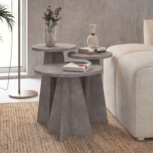 meg-GP042-0337,3-0 ΤΡΑΠΕΖΑΚΙ ΒΟΗΘΗΤΙΚΟ ΣΕΤ 3 ΤΜΧ PODEL MEGAPAP ΧΡΩΜΑ ΓΚΡΙ ΣΚΥΡΟΔΕΜΑΤΟΣ Ø29,6X52,1ΕΚ.