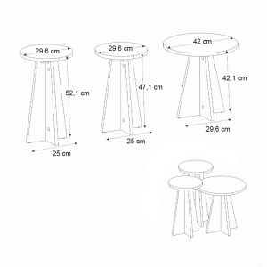 meg-GP042-0337,3-6 ΤΡΑΠΕΖΑΚΙ ΒΟΗΘΗΤΙΚΟ ΣΕΤ 3 ΤΜΧ PODEL MEGAPAP ΧΡΩΜΑ ΓΚΡΙ ΣΚΥΡΟΔΕΜΑΤΟΣ Ø29,6X52,1ΕΚ.