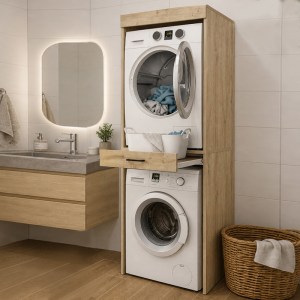 meg-GP042-0338,2-6 ΕΠΙΠΛΟ ΠΛΥΝΤΗΡΙΟΥ - ΣΤΕΓΝΩΤΗΡΙΟΥ FIKA MEGAPAP ΧΡΩΜΑ SAPPHIRE OAK 67X61,8X198,5ΕΚ.