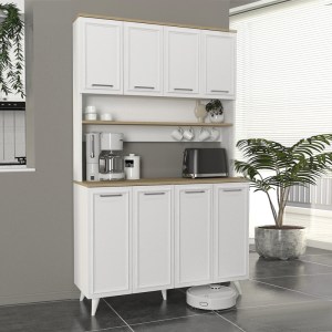 meg-GP042-0342,1-0 ΕΠΙΠΛΟ ΚΟΥΖΙΝΑΣ POTTER 4 MEGAPAP ΧΡΩΜΑ ΛΕΥΚΟ - ROTA OAK 120X40X196,1ΕΚ.