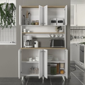 meg-GP042-0342,1-1 ΕΠΙΠΛΟ ΚΟΥΖΙΝΑΣ POTTER 4 MEGAPAP ΧΡΩΜΑ ΛΕΥΚΟ - ROTA OAK 120X40X196,1ΕΚ.