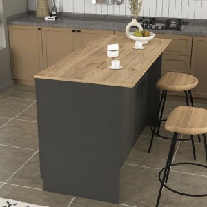 meg-GP042-0343,2-2 ΤΡΑΠΕΖΙ - ΠΑΓΚΟΣ ΚΟΥΖΙΝΑΣ PERES MEGAPAP ΧΡΩΜΑ ΑΝΘΡΑΚΙ - SEPET OAK 150X70X91,8ΕΚ.