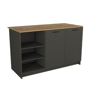 meg-GP042-0343,2-6 ΤΡΑΠΕΖΙ - ΠΑΓΚΟΣ ΚΟΥΖΙΝΑΣ PERES MEGAPAP ΧΡΩΜΑ ΑΝΘΡΑΚΙ - SEPET OAK 150X70X91,8ΕΚ.