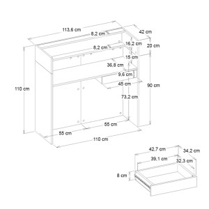 meg-GP042-0345,1-7 ΓΡΑΦΕΙΟ ΥΠΟΔΟΧΗΣ - RECEPTION WILKO MEGAPAP ΜΕ LED ΧΡΩΜΑ SEPET OAK - ΑΝΘΡΑΚΙ 113,6X42X110ΕΚ.
