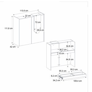 meg-GP042-0348,2-8 ΓΡΑΦΕΙΟ ΥΠΟΔΟΧΗΣ - RECEPTION NAVITA MEGAPAP ΜΕ LED ΧΡΩΜΑ ΛΕΥΚΟ - SEPET OAK 113,6X42X111,8ΕΚ.