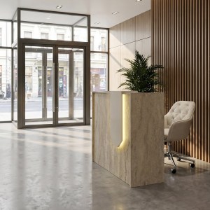 meg-GP042-0348,3-4 ΓΡΑΦΕΙΟ ΥΠΟΔΟΧΗΣ - RECEPTION NAVITA MEGAPAP ΜΕ LED ΧΡΩΜΑ TRAVERTINE - SANDSTONE 113,6X42X111,8ΕΚ.