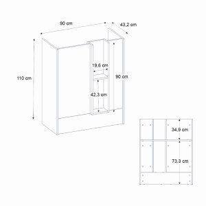 meg-GP042-0350,1-8 ΓΡΑΦΕΙΟ ΥΠΟΔΟΧΗΣ - RECEPTION BONVENO MEGAPAP ΧΡΩΜΑ ΑΝΘΡΑΚΙ - SEPET OAK 90X43,2X110ΕΚ.