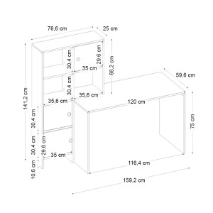 meg-GP042-0357,1-7 ΓΡΑΦΕΙΟ ΕΡΓΑΣΙΑΣ LESYA MEGAPAP ΑΝΑΣΤΡΕΨΙΜΟ ΧΡΩΜΑ ΚΑΡΥΔΙ 159,2X59,6X141,2ΕΚ.