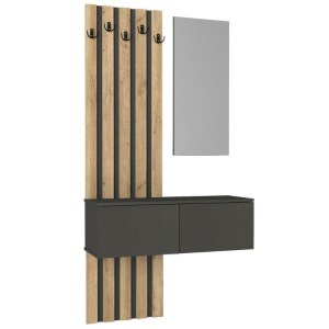 meg-GP042-0358,1-5 ΕΠΙΠΛΟ ΕΙΣΟΔΟΥ KANSO MEGAPAP ΧΡΩΜΑ ΑΝΘΡΑΚΙ - SEPET OAK 100X35X196,7ΕΚ.